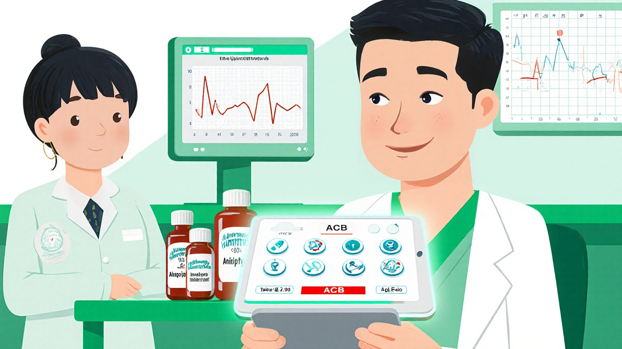 Pharmacist uses AI tool to calculate ACB while patient tapers medication.