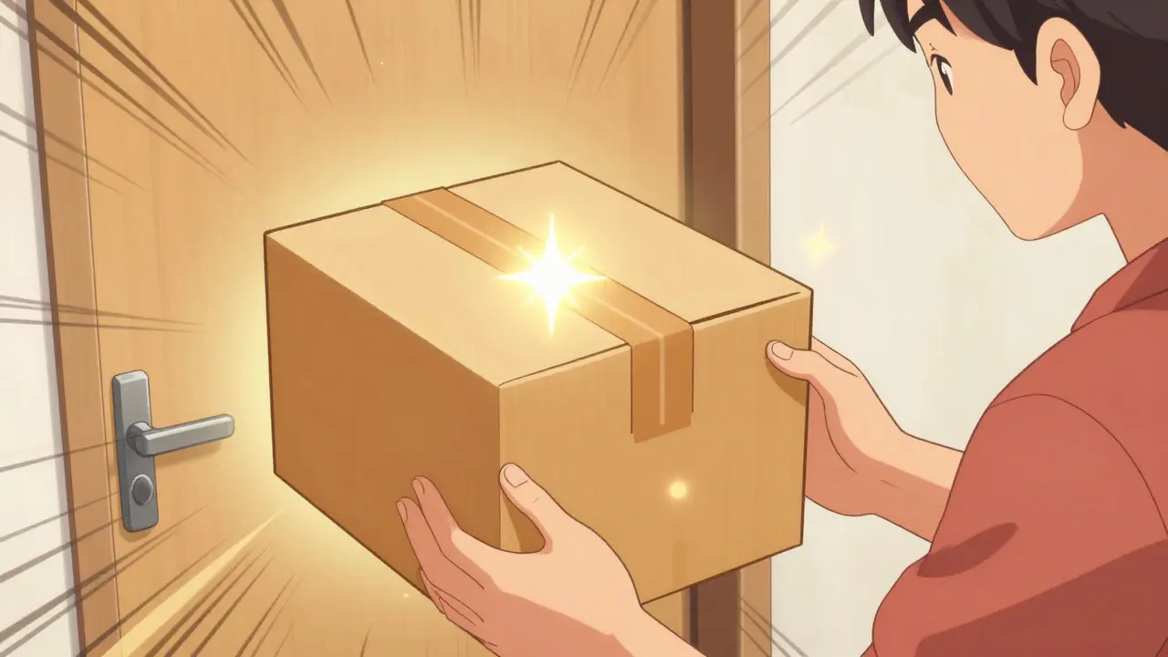 Manhua style image of secure medication package delivery