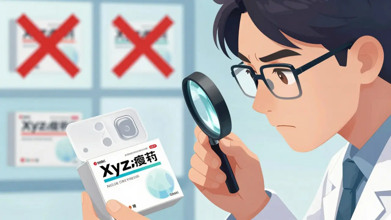 Person checking medicine box seal for authenticity