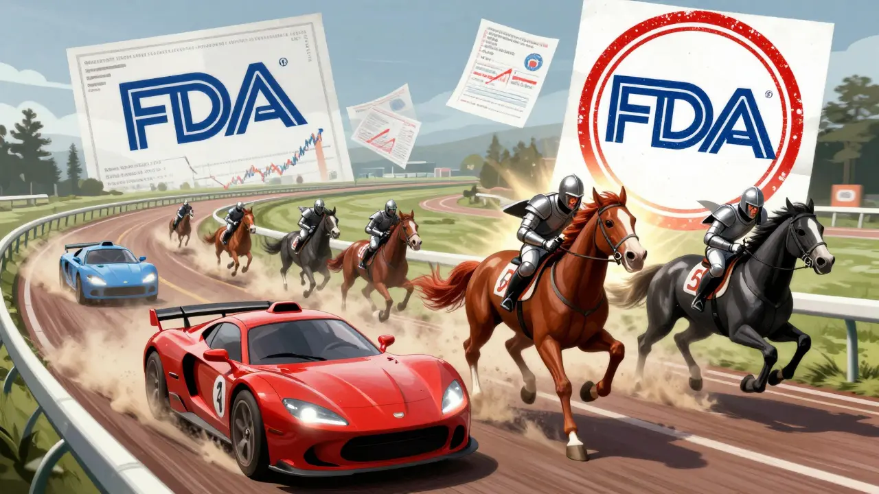 Pharma companies racing for FDA approval in a winner-takes-all competition