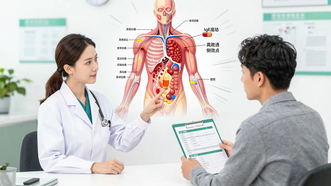Doctor explaining immune response to patient with allergy documentation