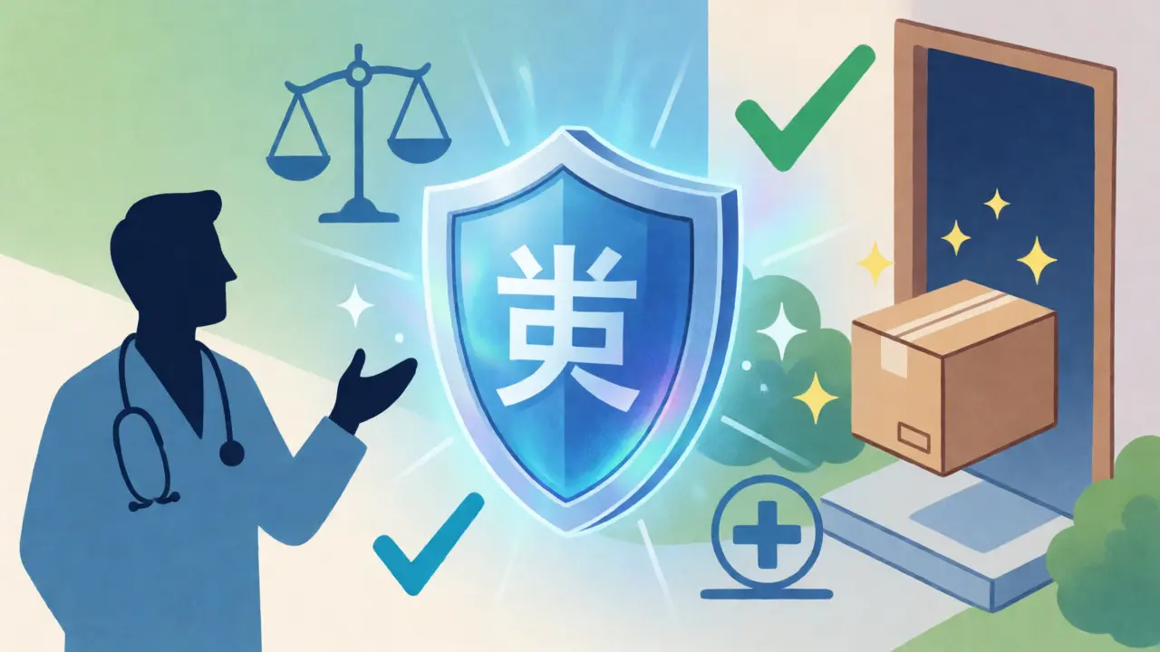 Shield emblem symbolizing safe generic medication
